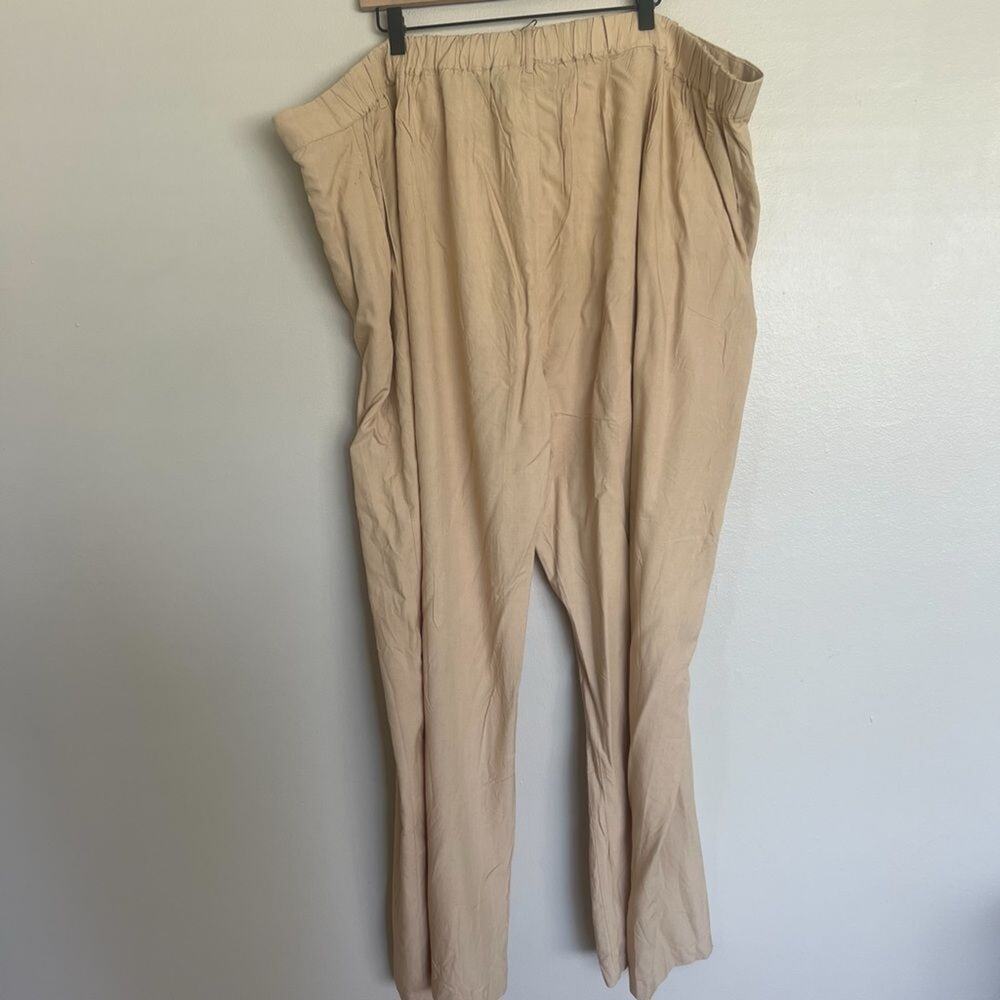 Able Alethea Drapey Wide Leg Trouser size 24 Oat Milk Khaki Lightweight Office - Picture 10 of 12